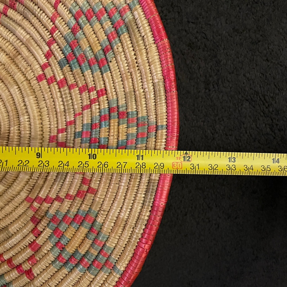 Hand woven Round Basket Bowl Wall Art Moroccan Farm Farmhouse Barn Decor - Picture 5 of 5